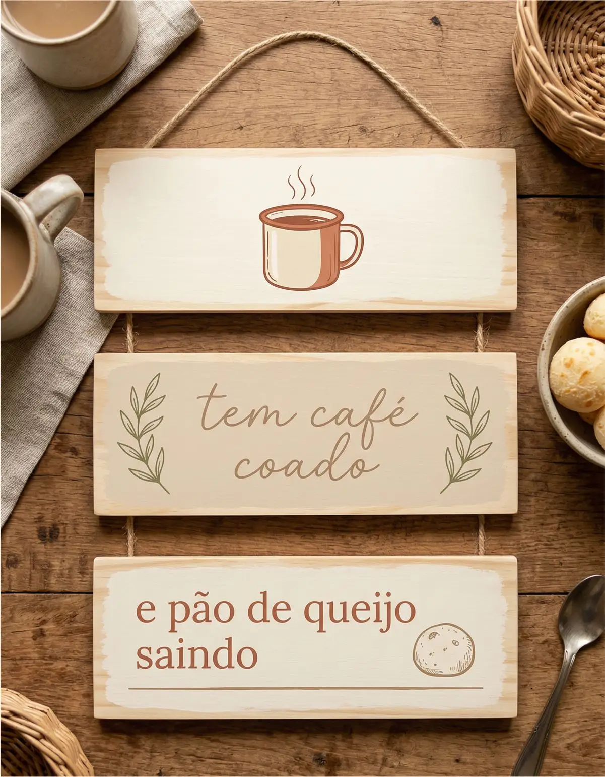 Placa 3 Partes - Tem Café Coado - Imagem 1