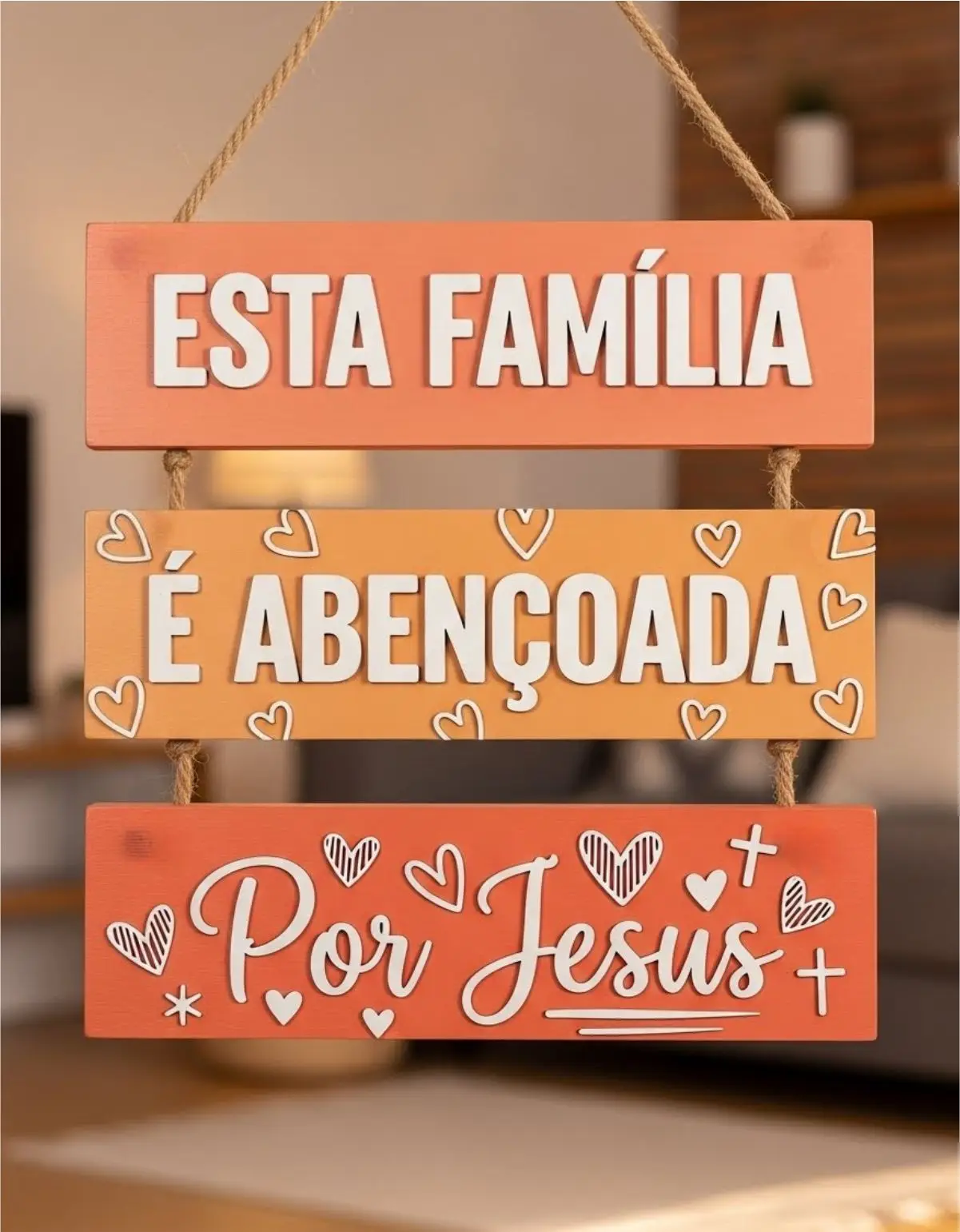 Placa 3 Partes - Familia é Abençoada - Imagem 1