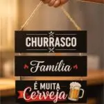 Placa 3 Partes - Churrasco, Familia