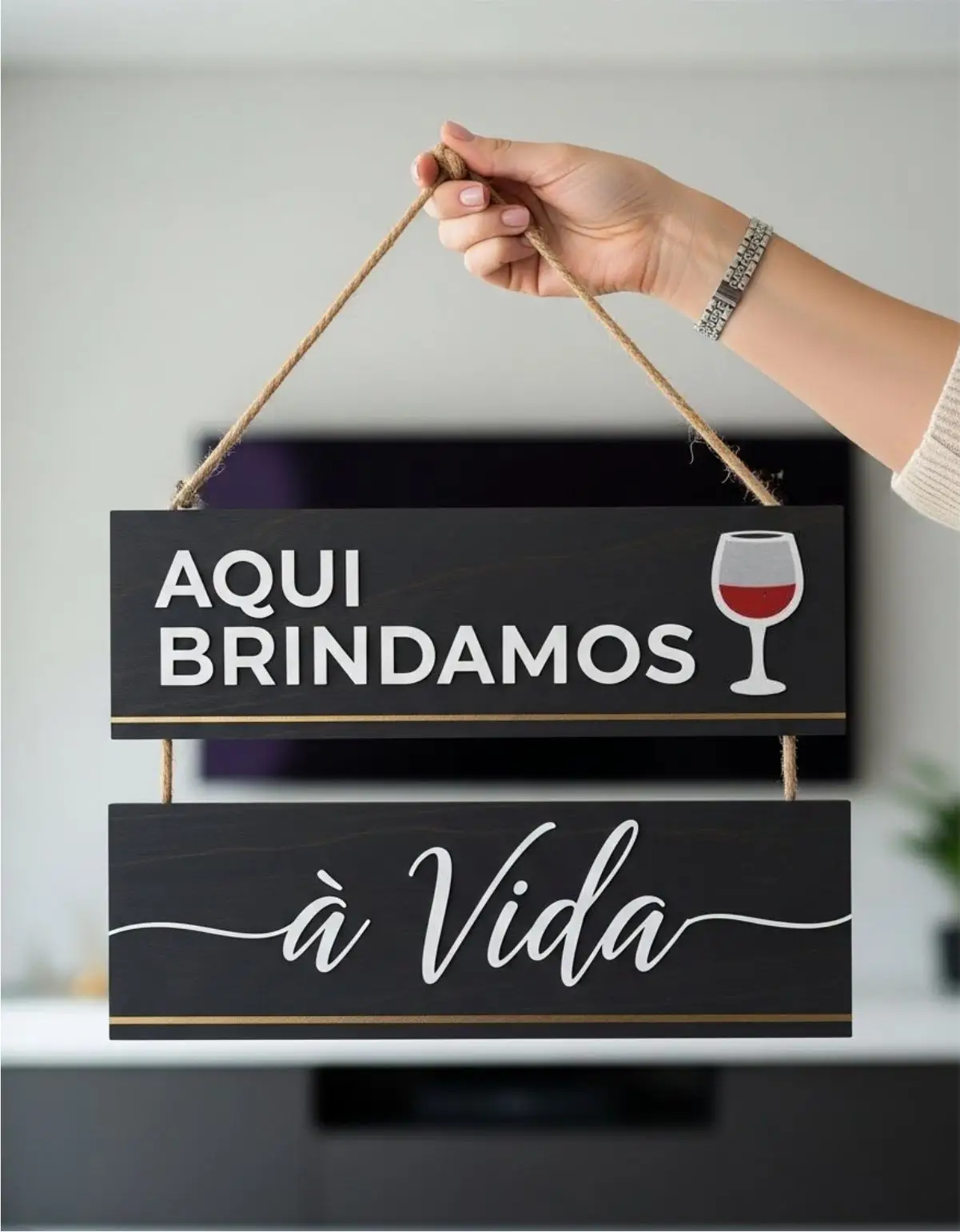 Placa 2 Partes - Aqui Brindamos á vida (Vinho) - Imagem 1