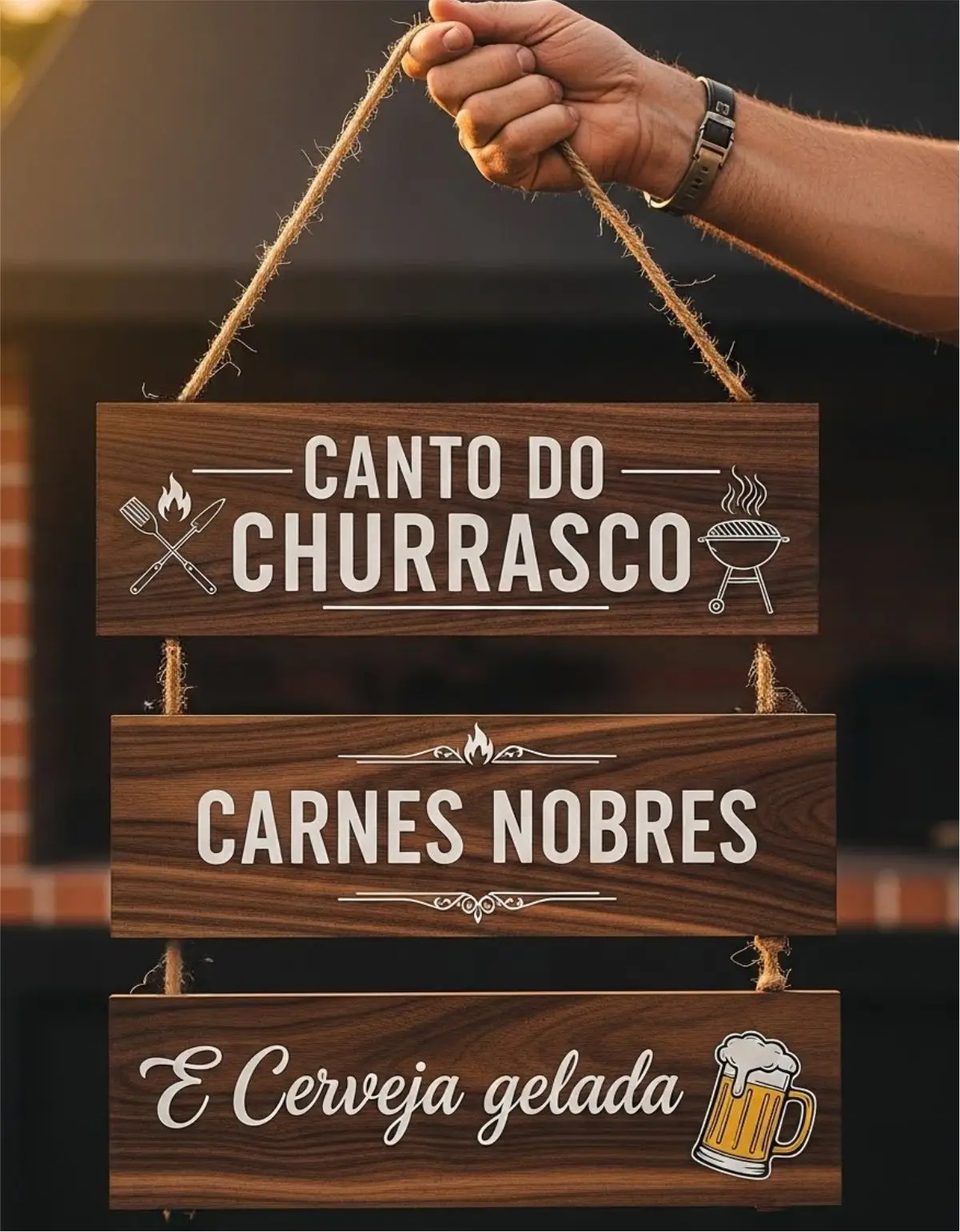 PQ-JAN-021 Placa 3 Partes - Canto do Churrasco - Imagem 1
