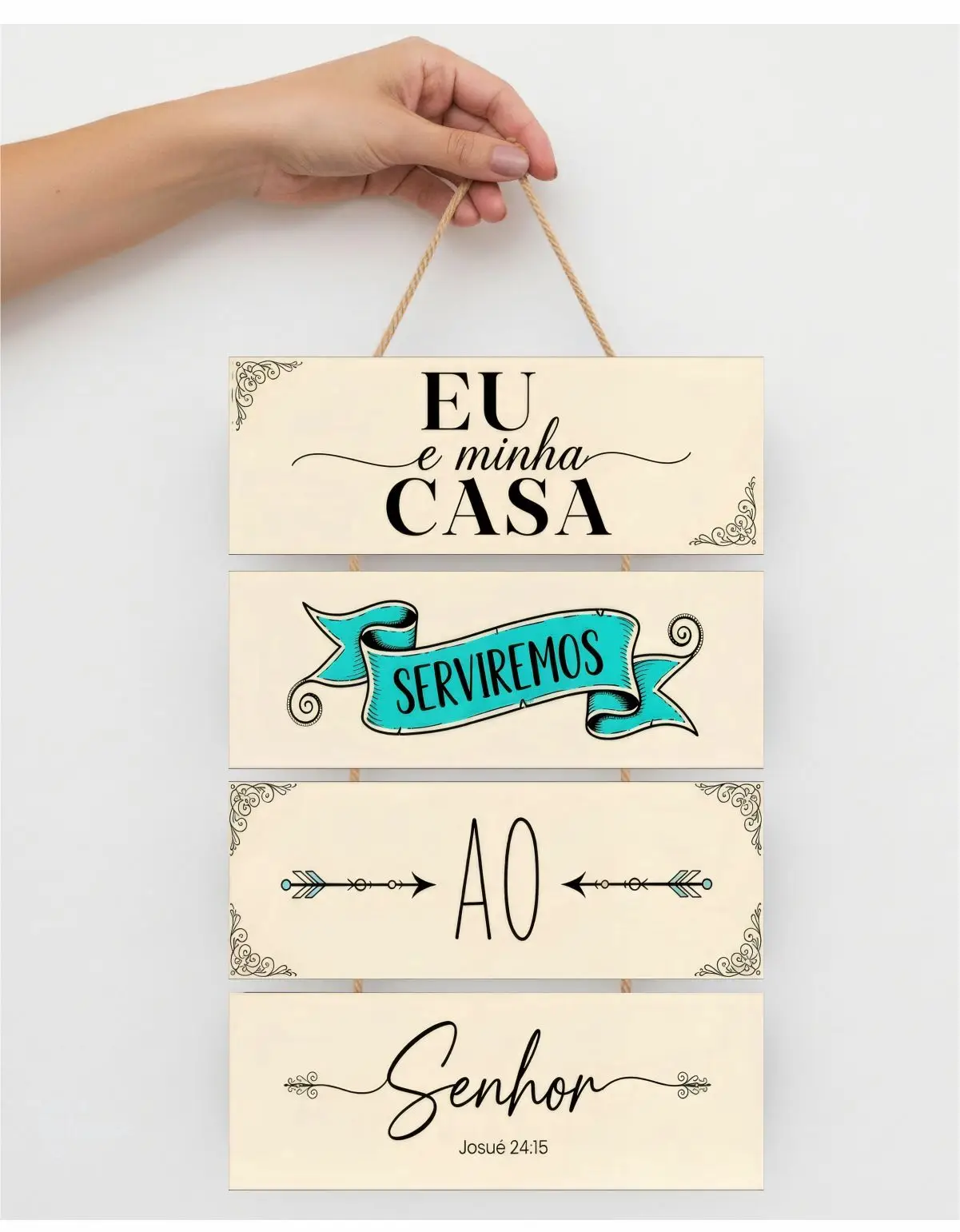 Placa 4 Partes - Servimos ao Senhor - Imagem 1