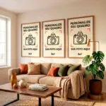 KIT 3 Quadros Personalizados Adesivo Moldura Clássica - Vertical