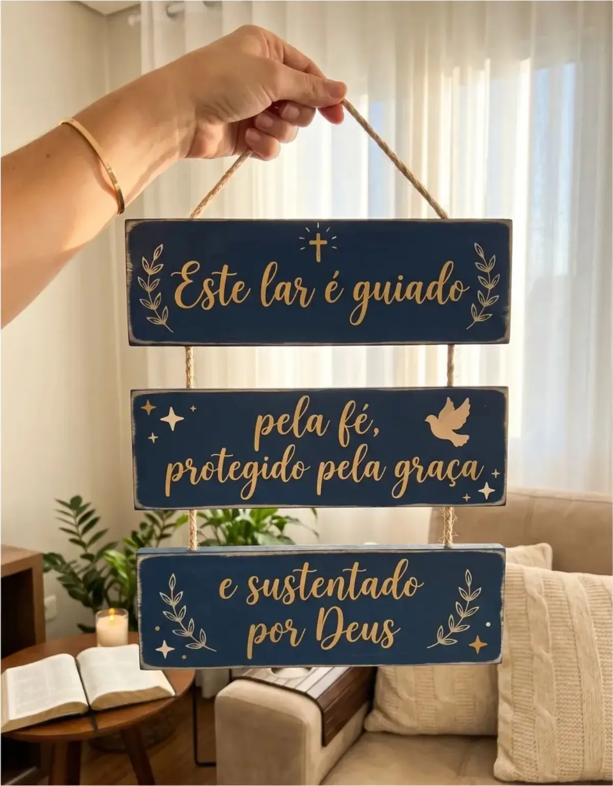 Placa 3 Partes - Este lar é guiado pela Fé - Imagem 1
