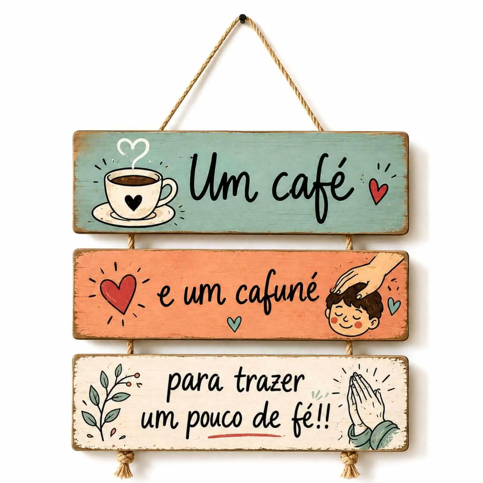 Placa 3 Partes - Um café e um Cafune