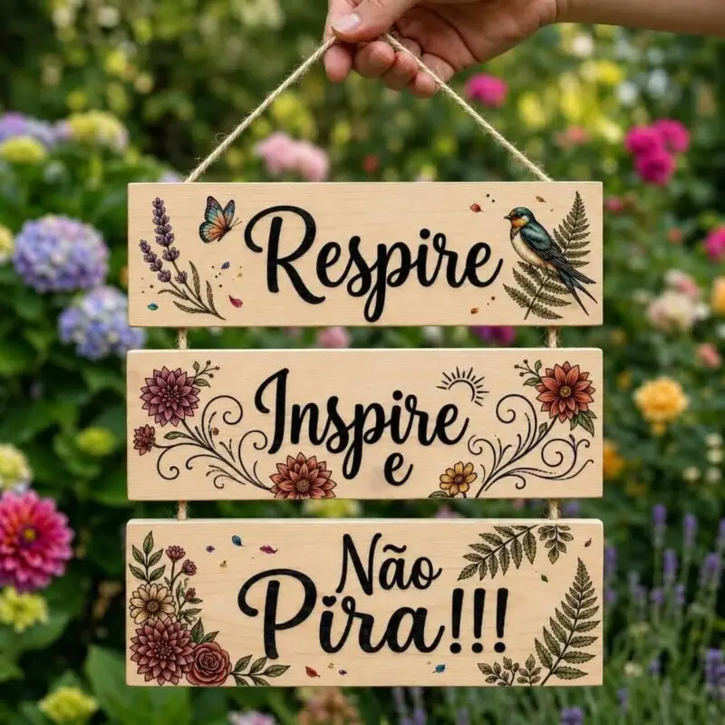 Placa 3 Partes - Respire Inspire não Pira