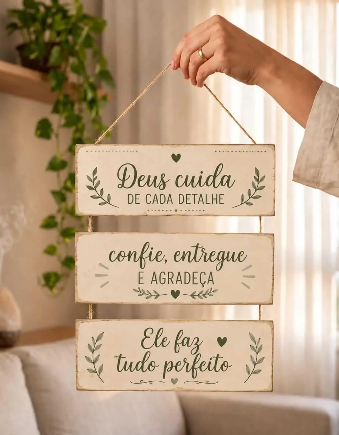 Placa 3 Partes - Deus Cuida