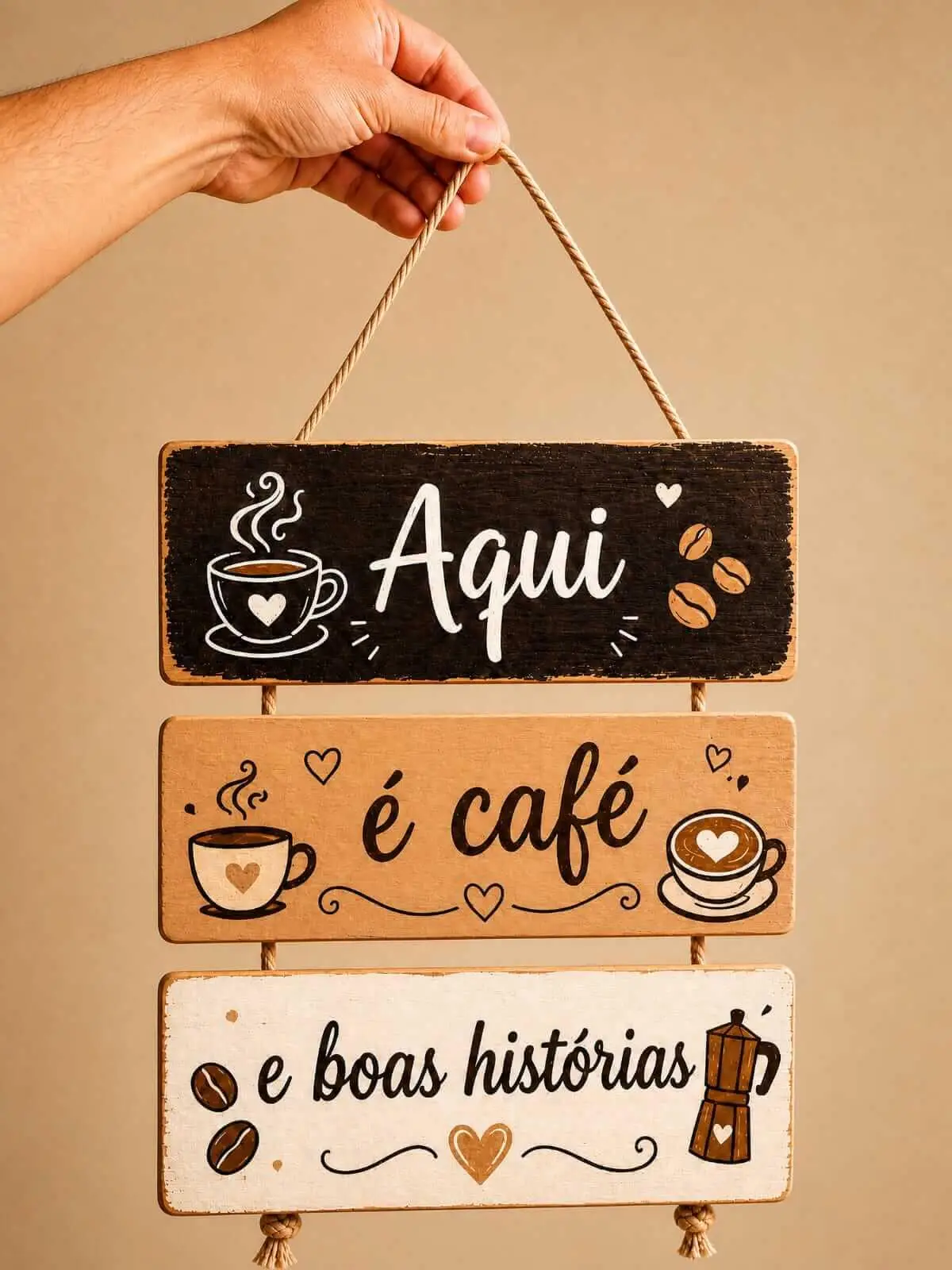 Placa 3 Partes - Aqui é Café