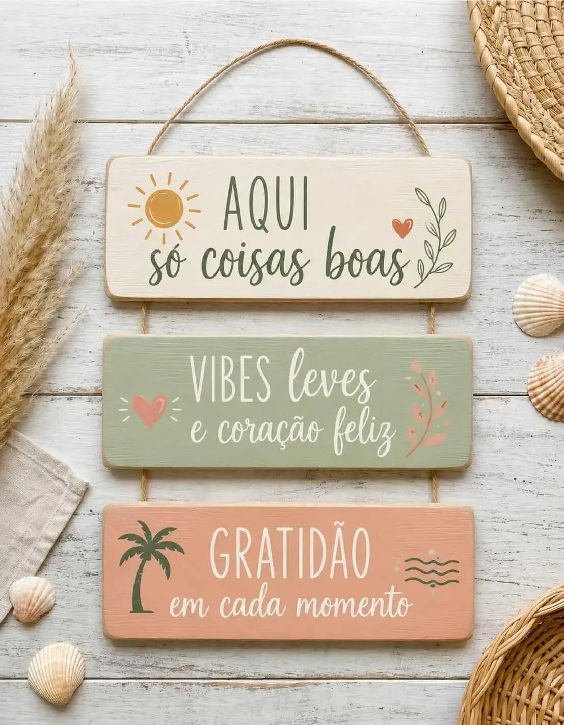 Placa 3 Partes - Aqui só coisas boas