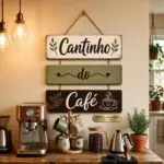Placa 3 Partes - Cantinho - Café 3 cores