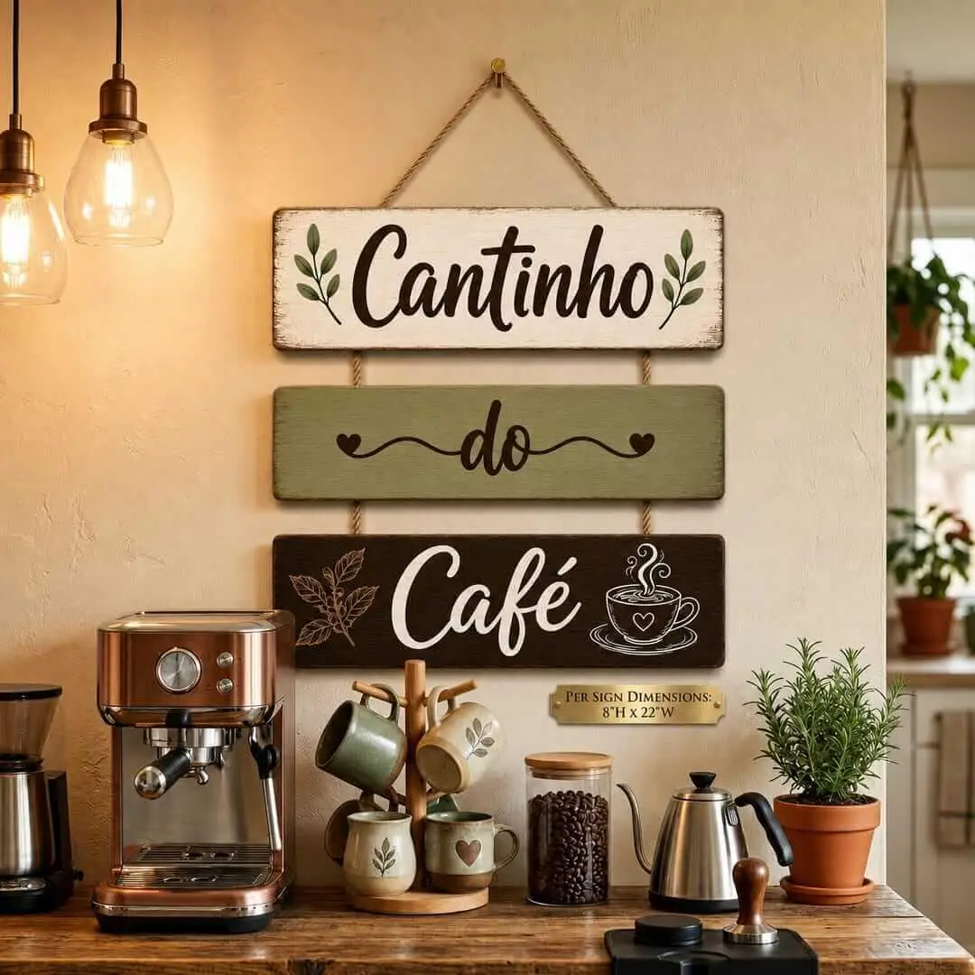 Placa 3 Partes - Cantinho - Café 3 cores