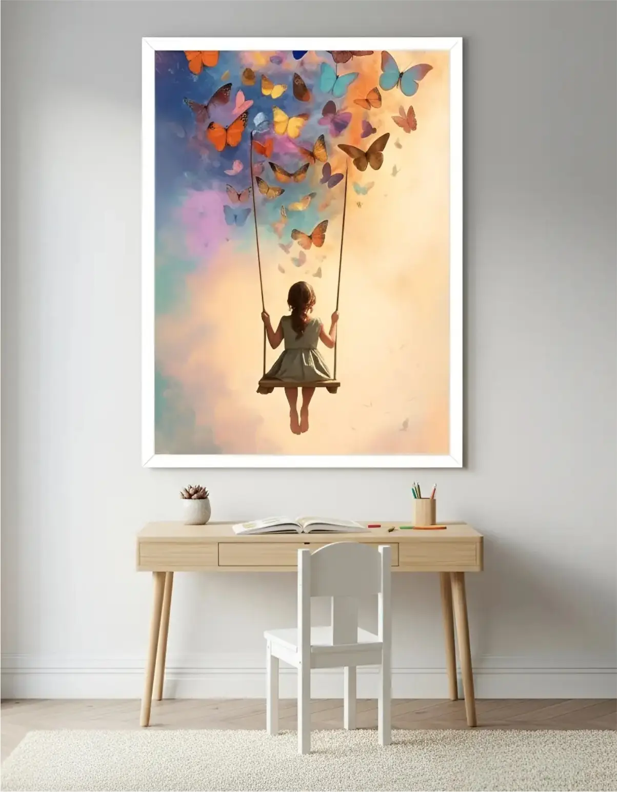 New052 Quadro Decorativo - Menina Balanço - Imagem 1