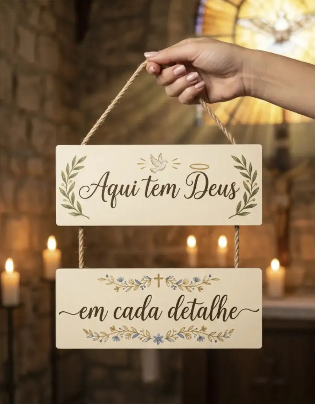 Placa 2 Partes - Aqui tem Deus - Imagem 1