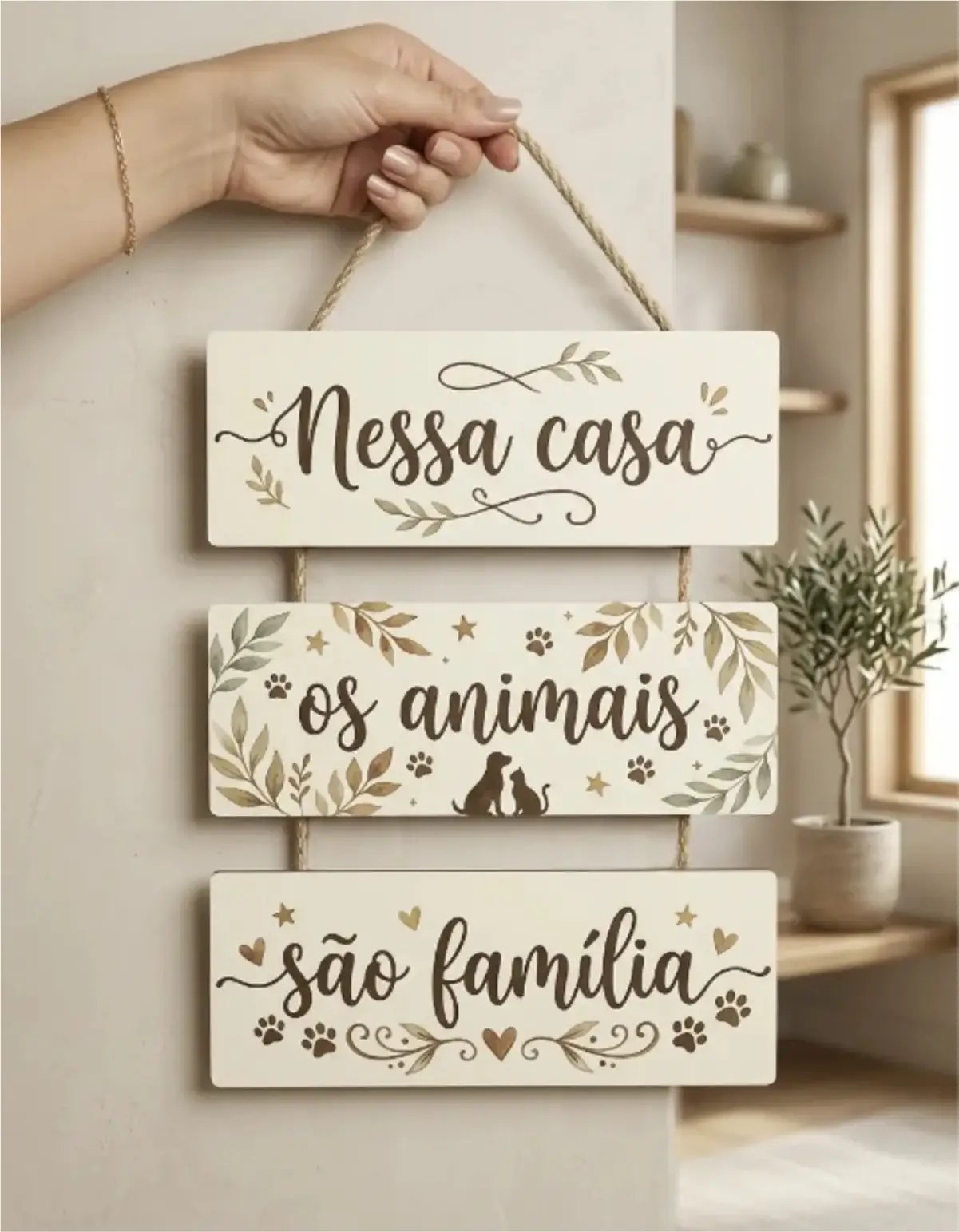Placa 3 Partes - Nessa Casa os animais - Imagem 1