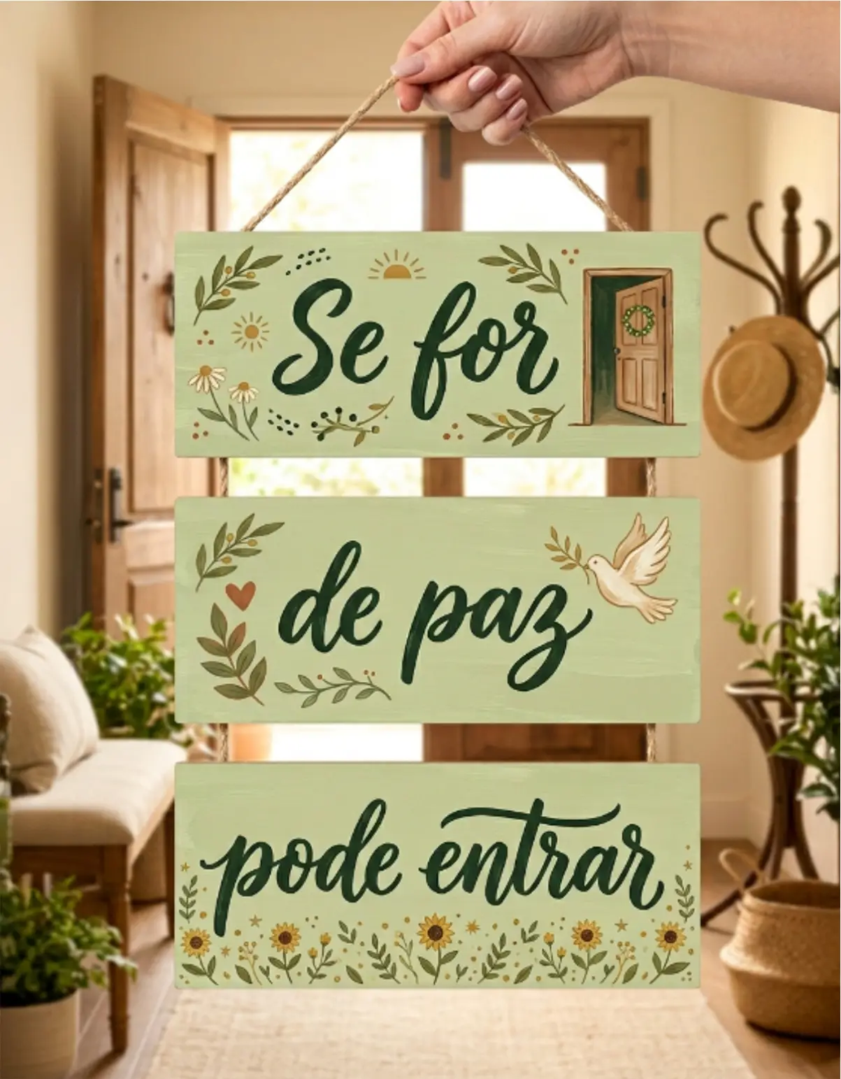 Placa 3 Partes - Se for de Paz - Imagem 1