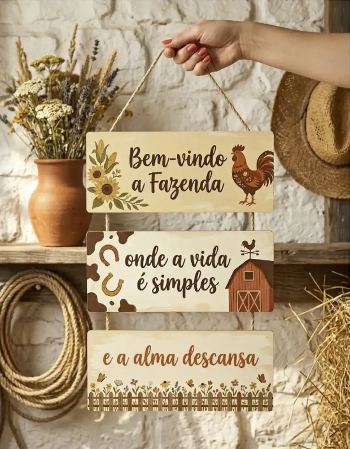Placa 3 Partes - Bem vindo a Fazenda - Imagem 1