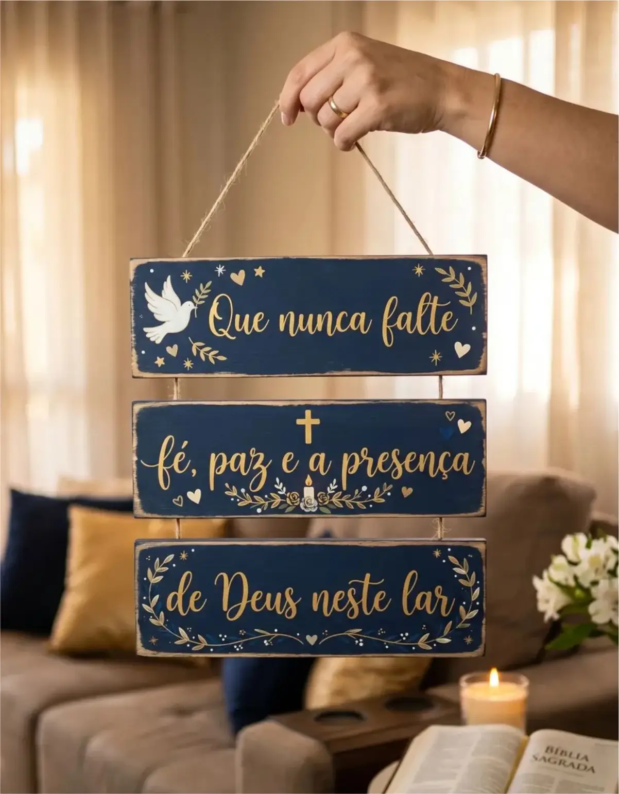 Placa 3 Partes - Que nunca falte fé - Imagem 1