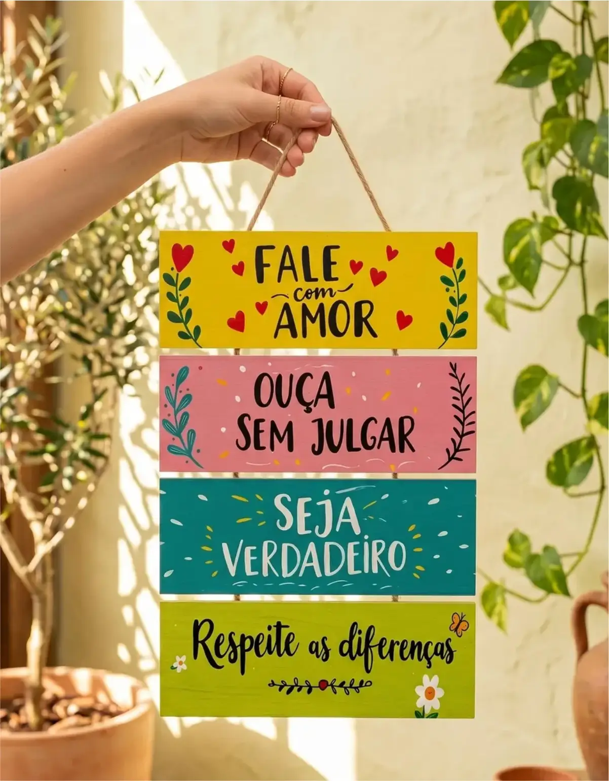 Placa 4 Partes - Fale com Amor - Imagem 1