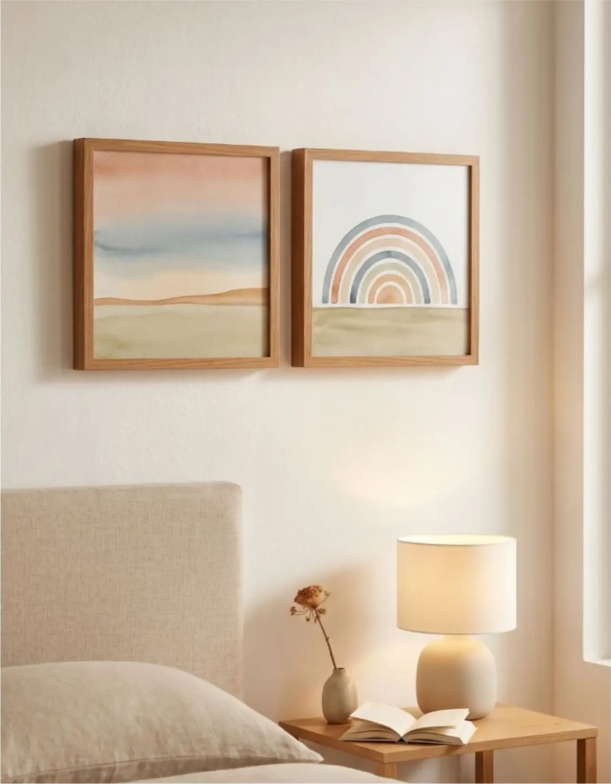 Kit 2 Quadro 20×20 – Minimalista  Boho Chic – Moldura Clássica - Imagem 1