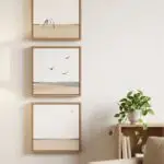 Kit 3 Quadro 30x30 - Pássaros Tons Azuis - Moldura Clássica
