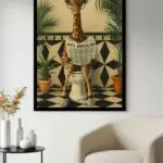 Quadro Decorativo - Girafa no Banheiro