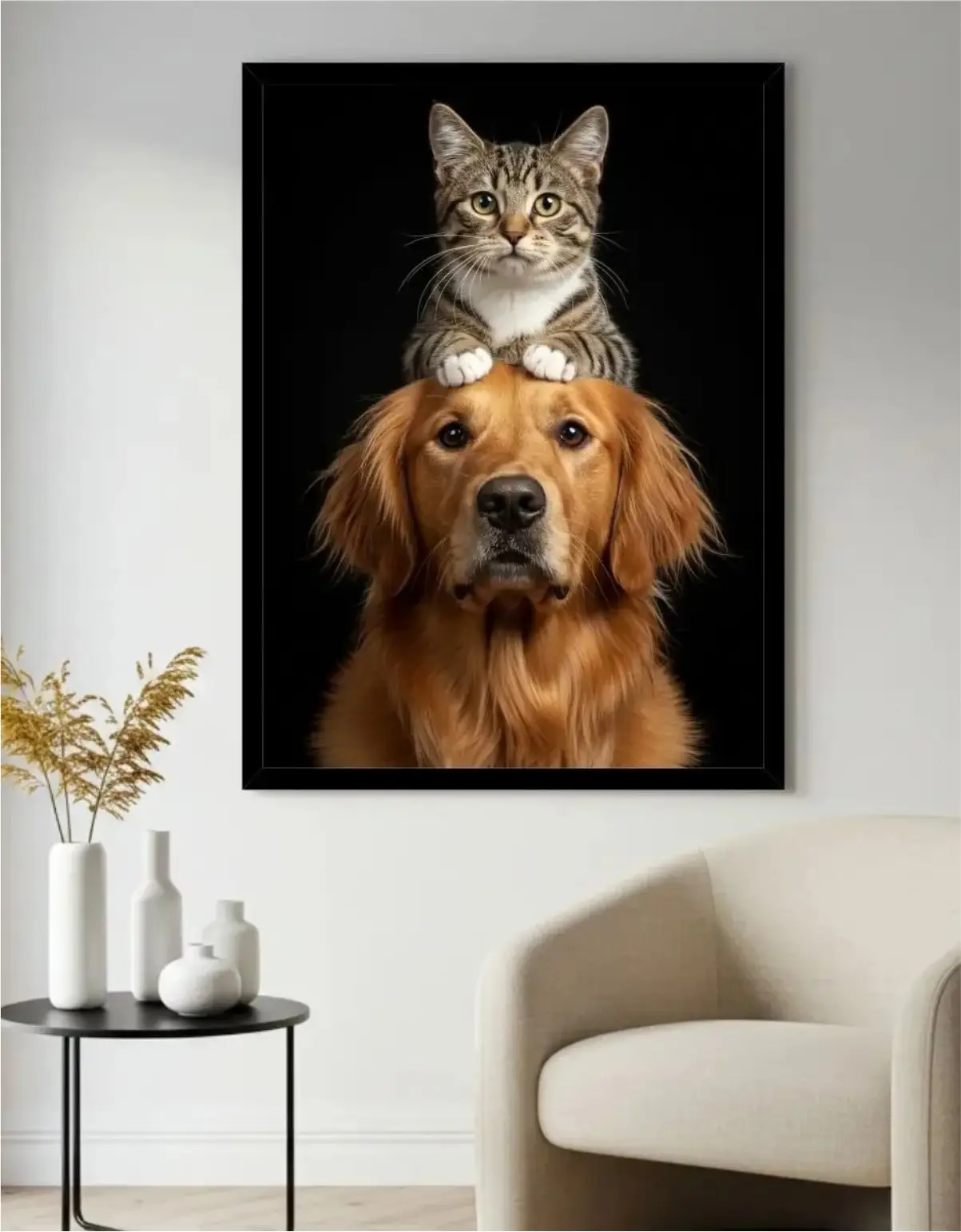 Quadro Decorativo - Cachorro e Gato - Imagem 1