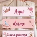 Placa 3 Partes - Aqui dorme uma Princesa