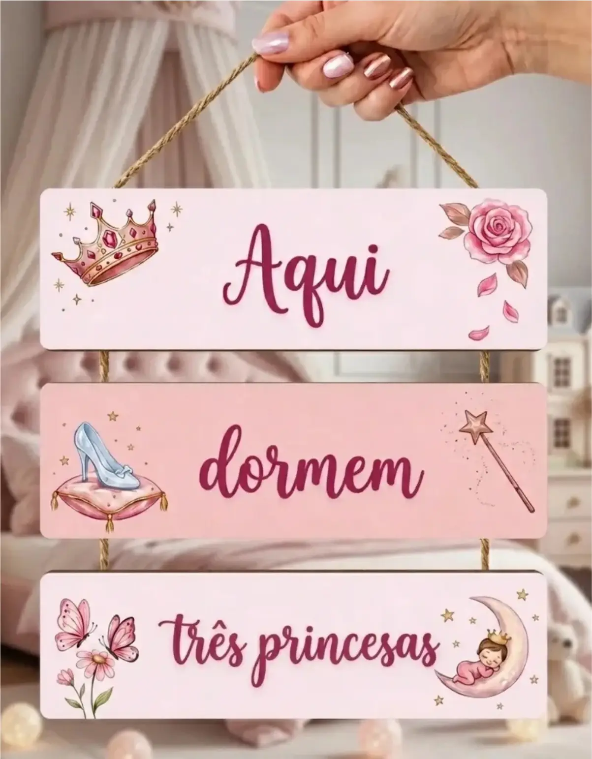 Placa 3 Partes - Aqui dormem três princesas - Imagem 1