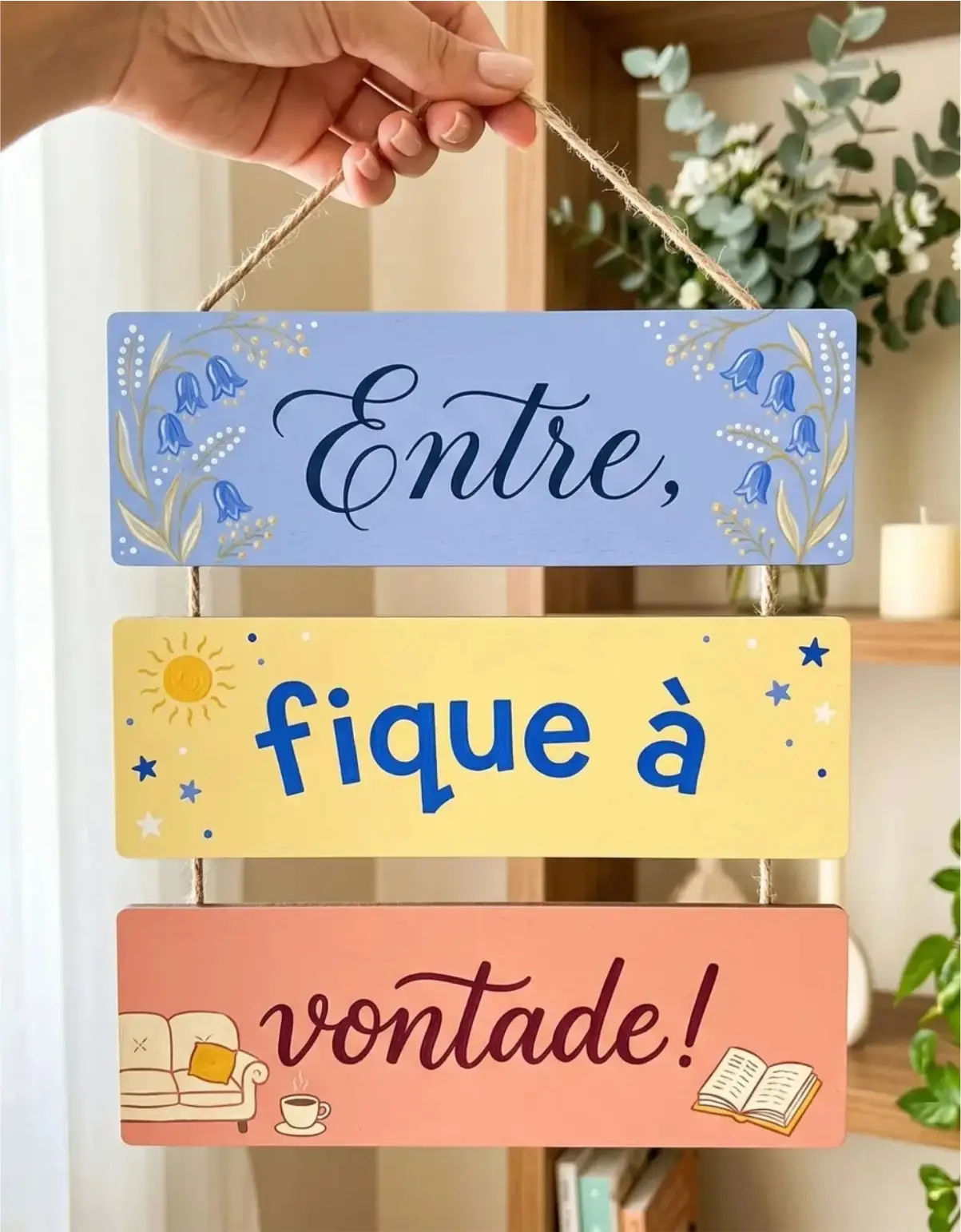 Placa 3 Partes - Entre Fique à Vontade - Imagem 1