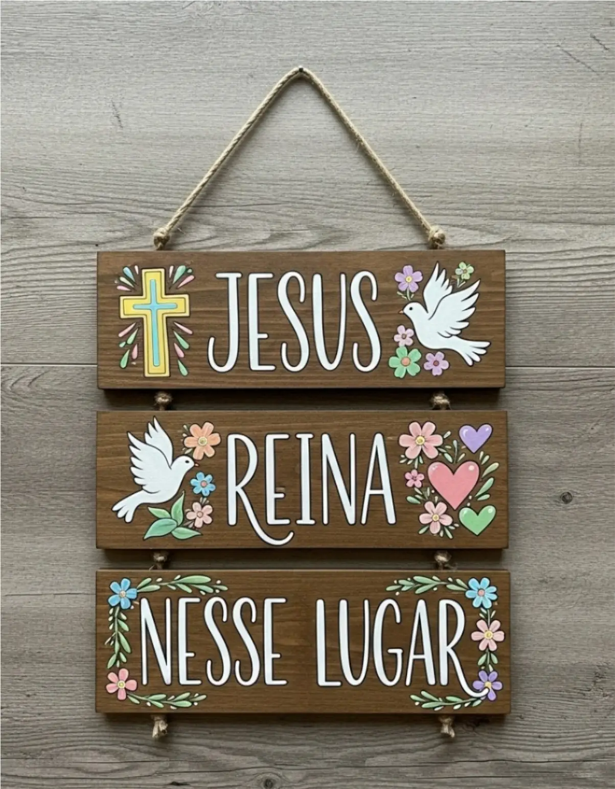 TKS-011 Placa 3 Partes - Jesus reina nesse lugar - Imagem 1