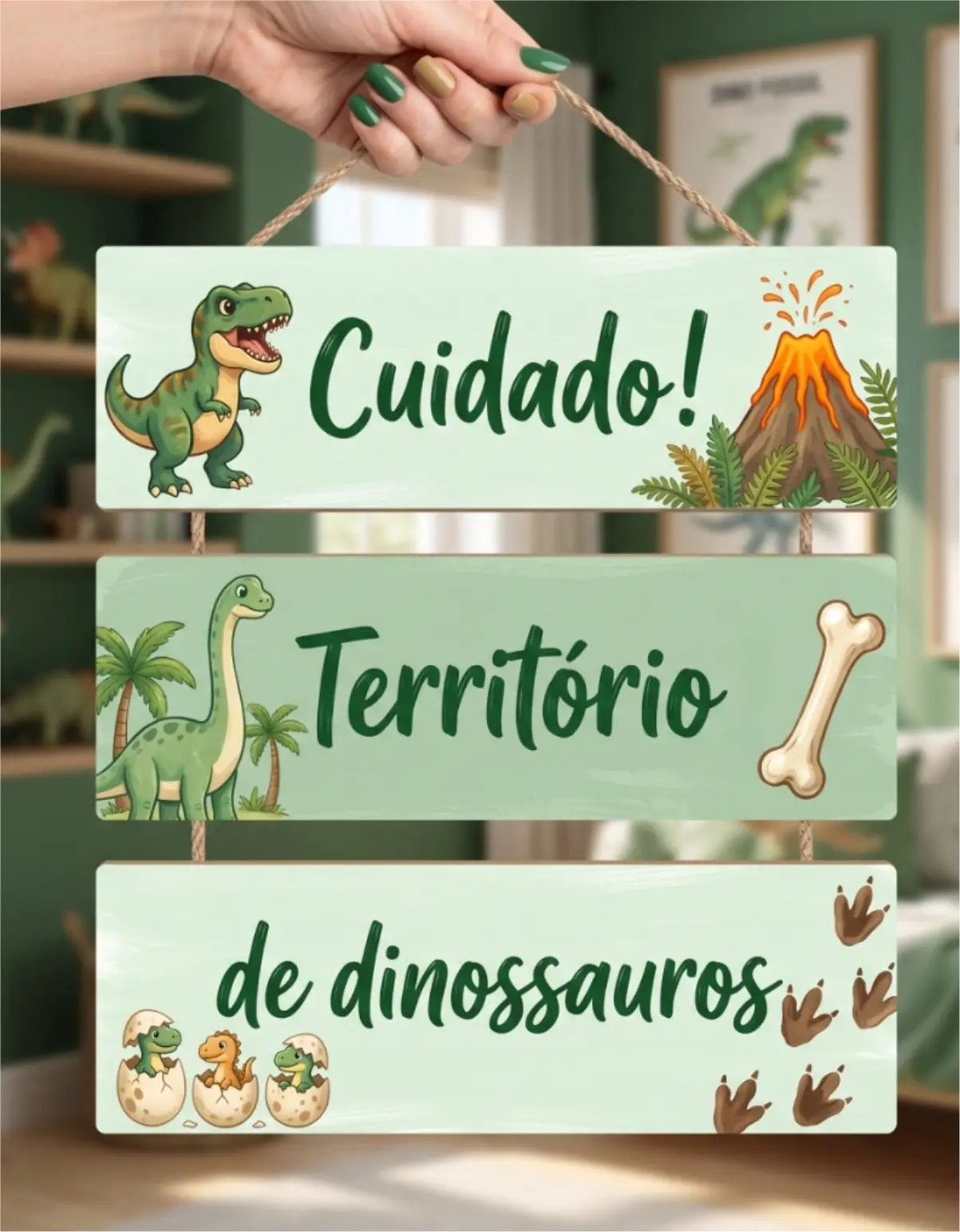 Placa 3 Partes - Território de dinossauros - Imagem 1