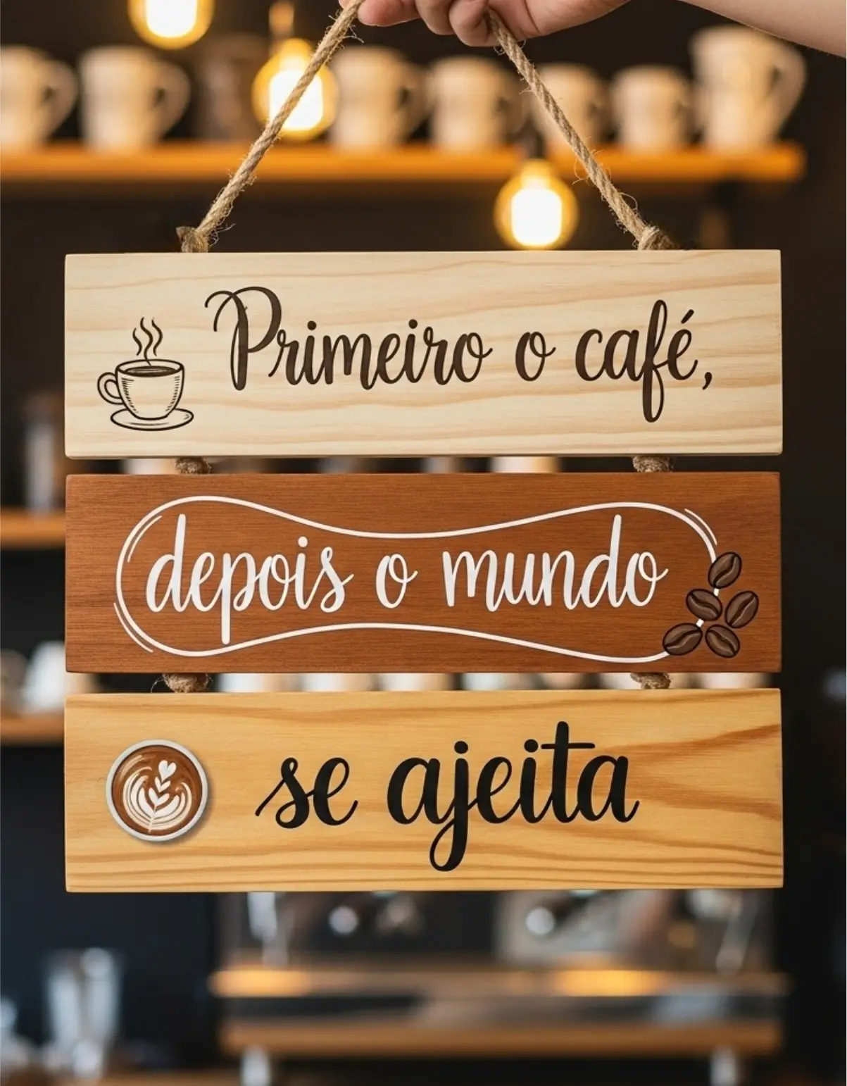 Placa 3 Partes - Primeiro o Café - Imagem 1