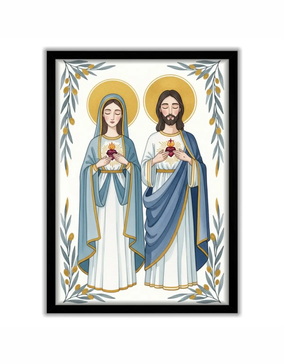 Quadro Decorativo - Sagrados Corações de Jesus e Maria - Imagem 1