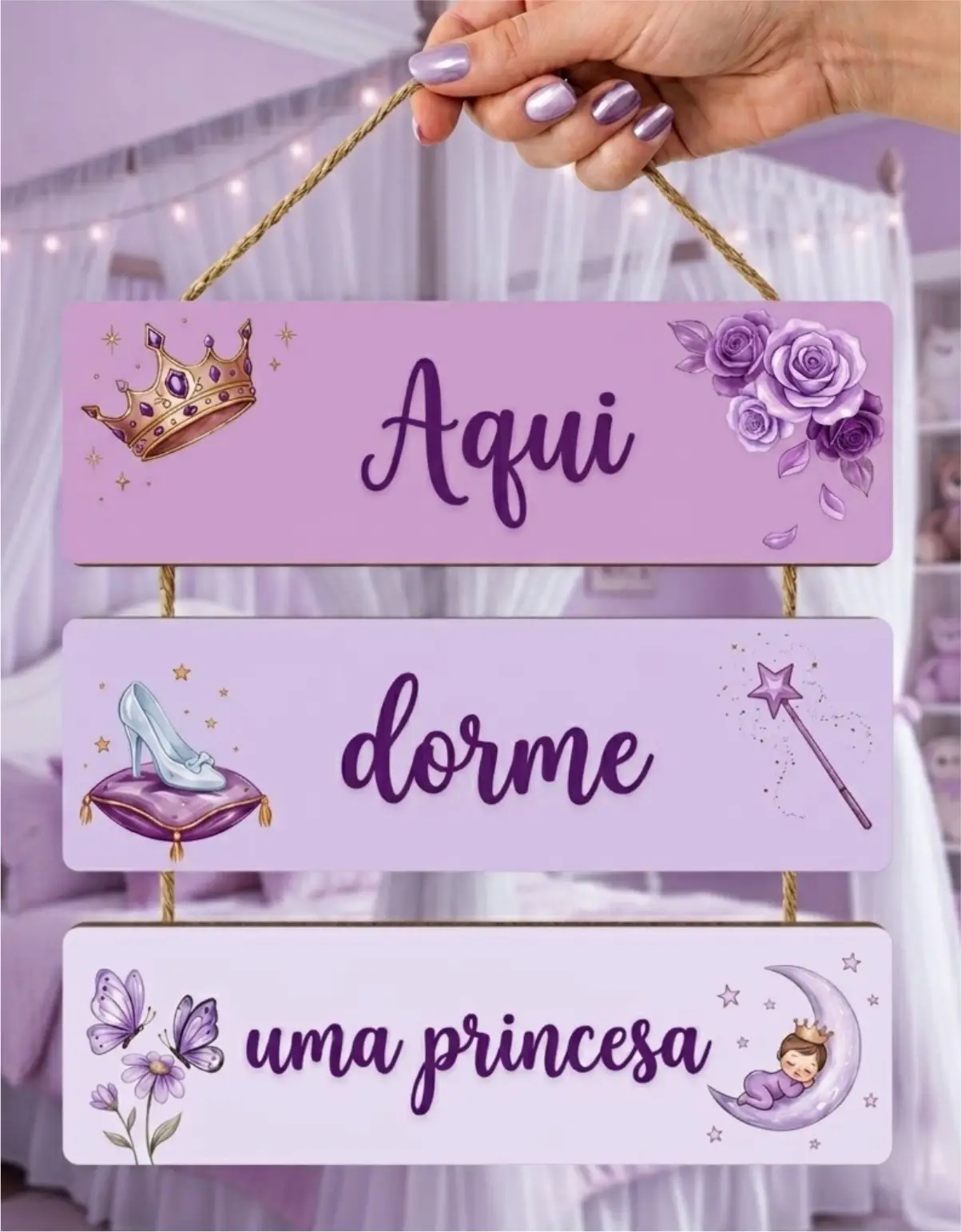 Placa 3 Partes - Aqui dorme Roxo - Imagem 1