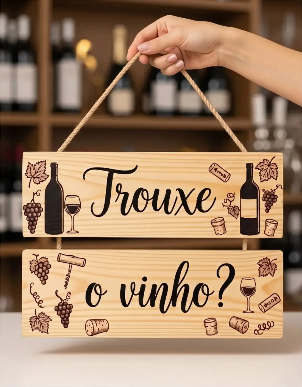 Placa 2 Partes - Trouxe o Vinho - Imagem 1