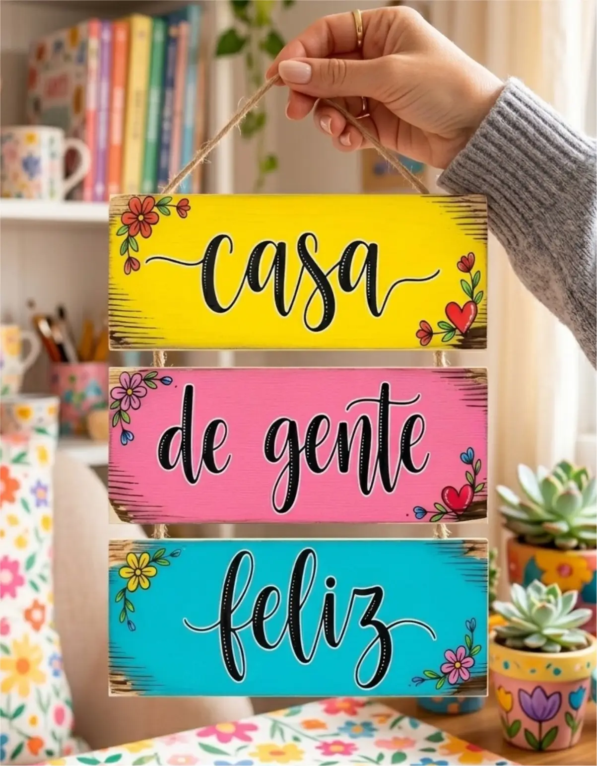 TKS-042 Placa 3 Partes - Casa de gente Feliz - Imagem 1