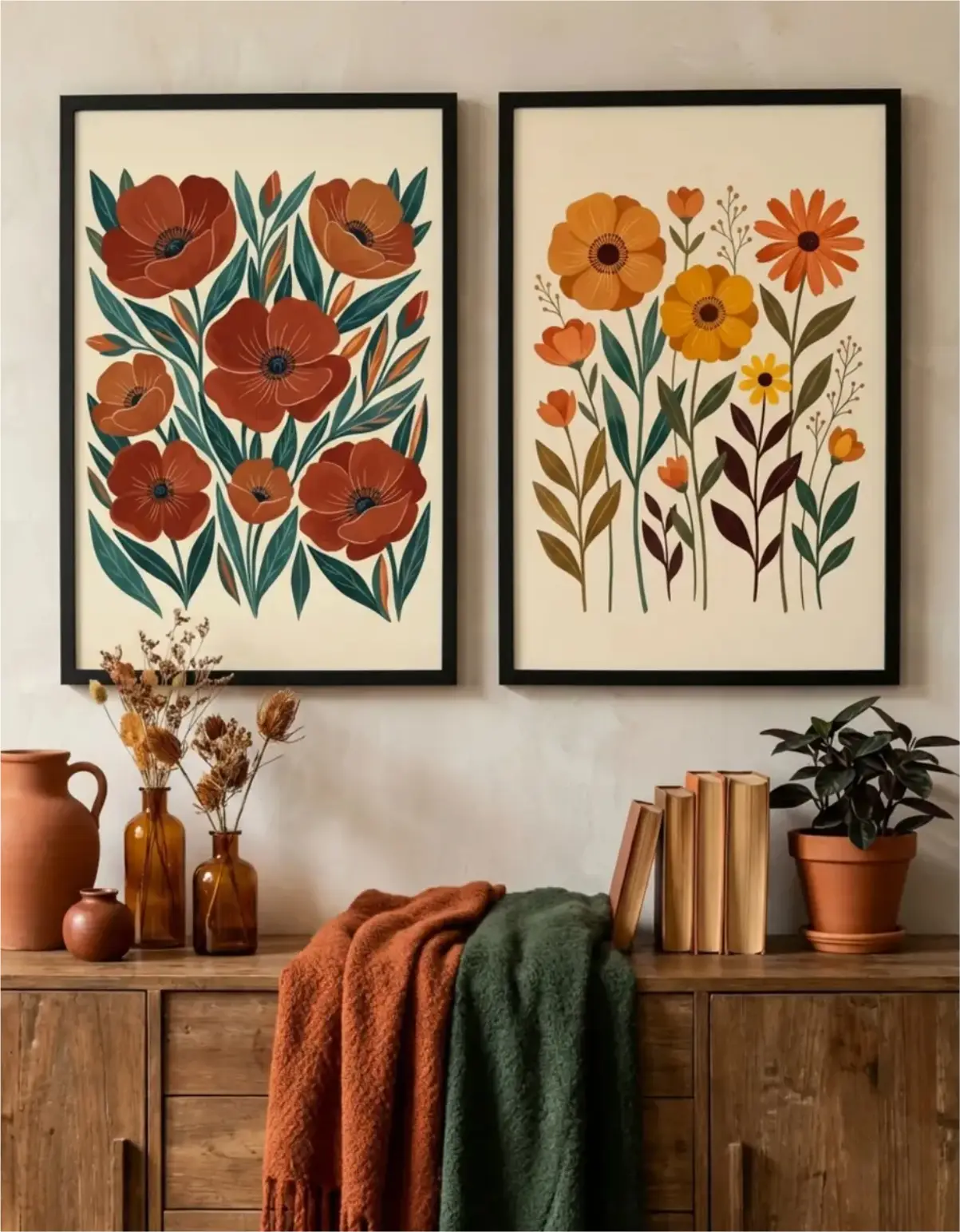 Kit 2 Quadros - Floral Vintage - Imagem 1