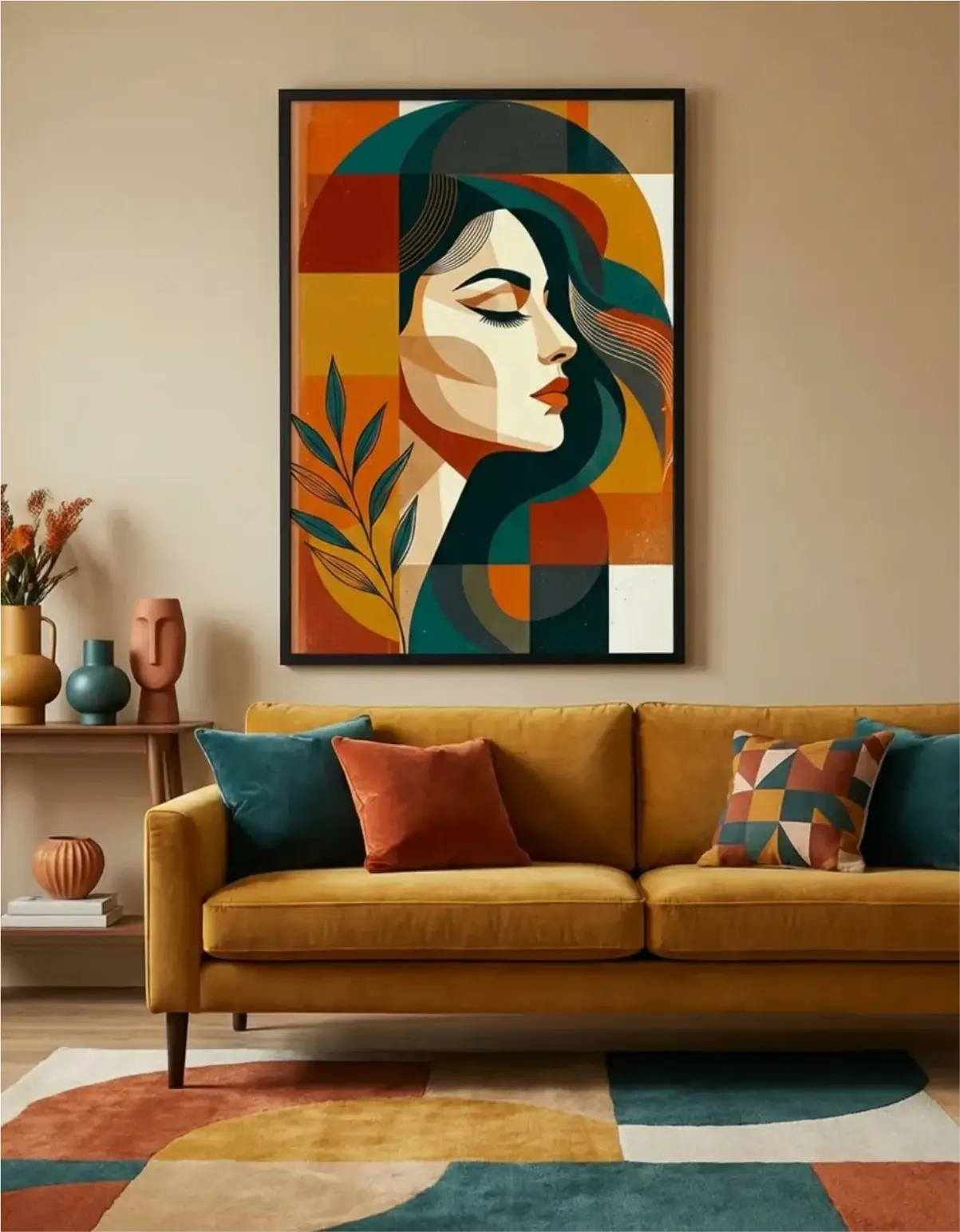 Quadro Decorativo - Mulher Abstrato Geométrico - Imagem 1