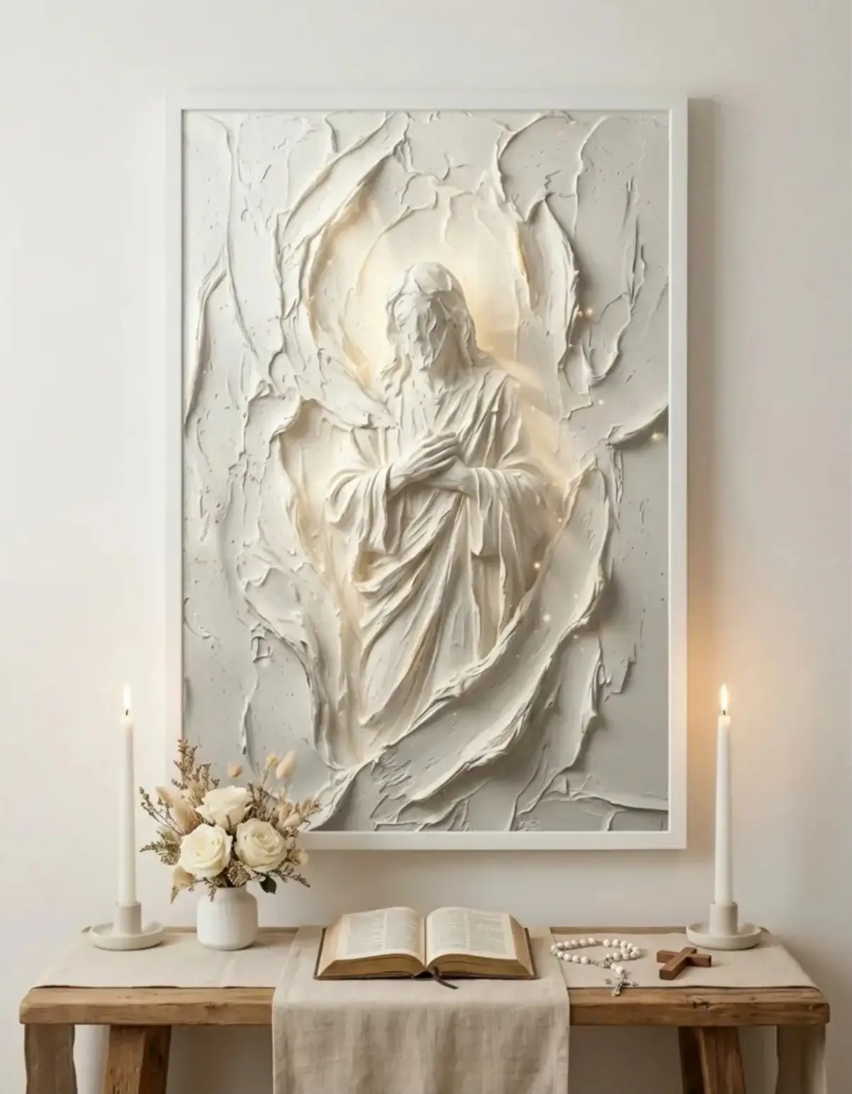 UP46 Quadro Decorativo - Jesus Cristo Gesso - Imagem 1