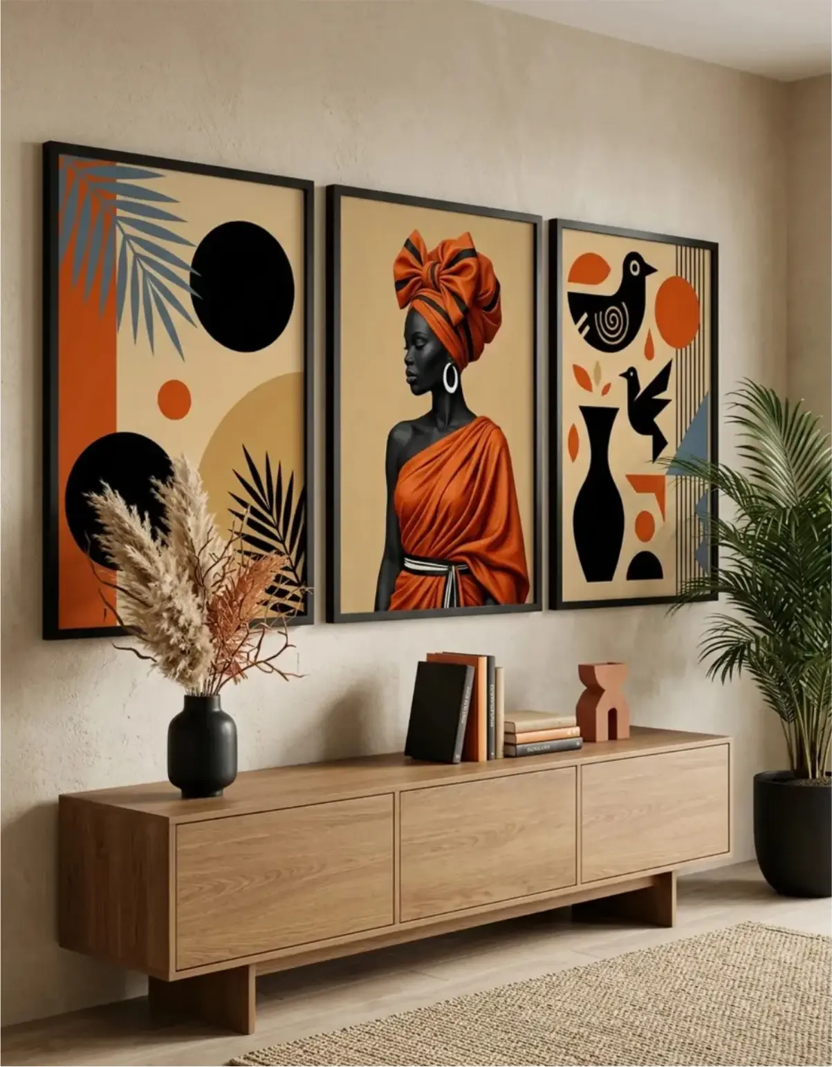 Kit 3 Quadros - Mulher Africana - Imagem 1