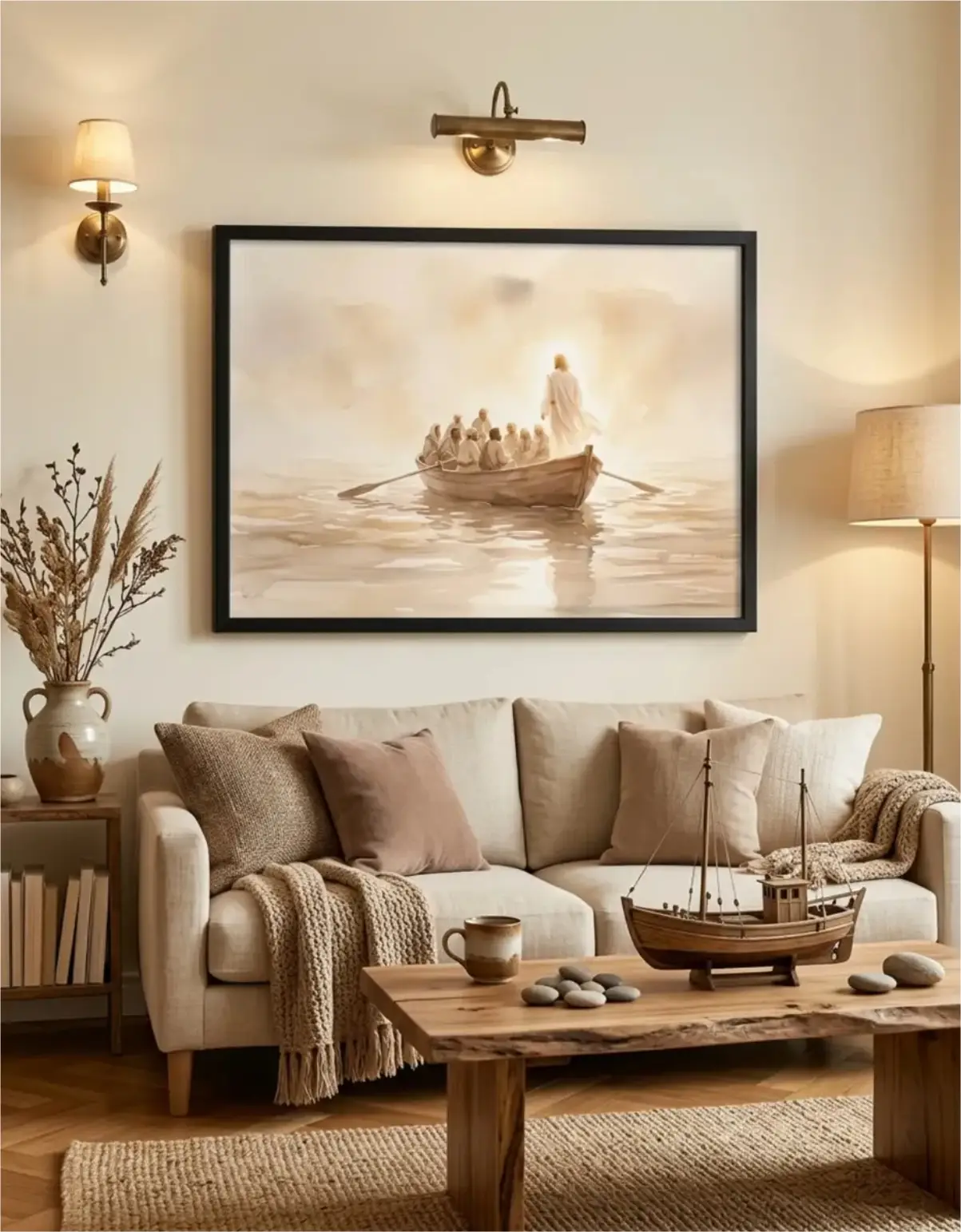 Quadro Decorativo - Jesus no Barco - Imagem 1