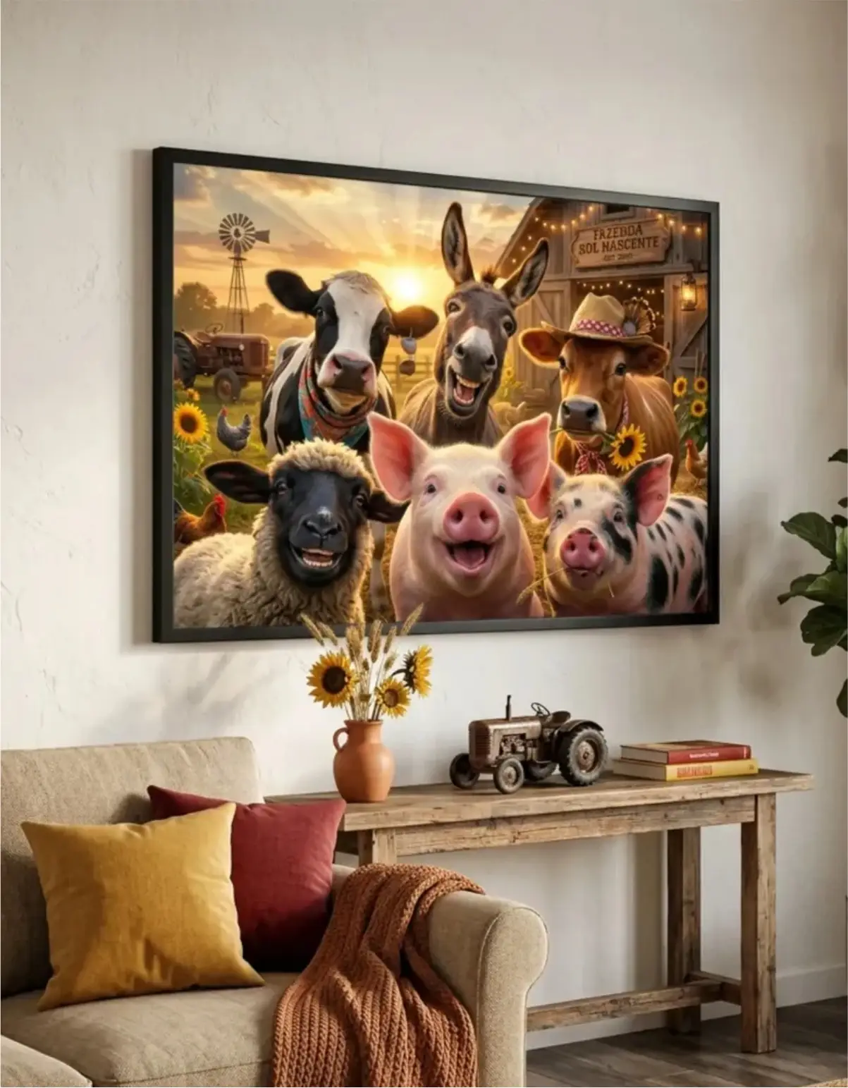 Quadro Decorativo - Animais Fazenda Selfie - Imagem 1