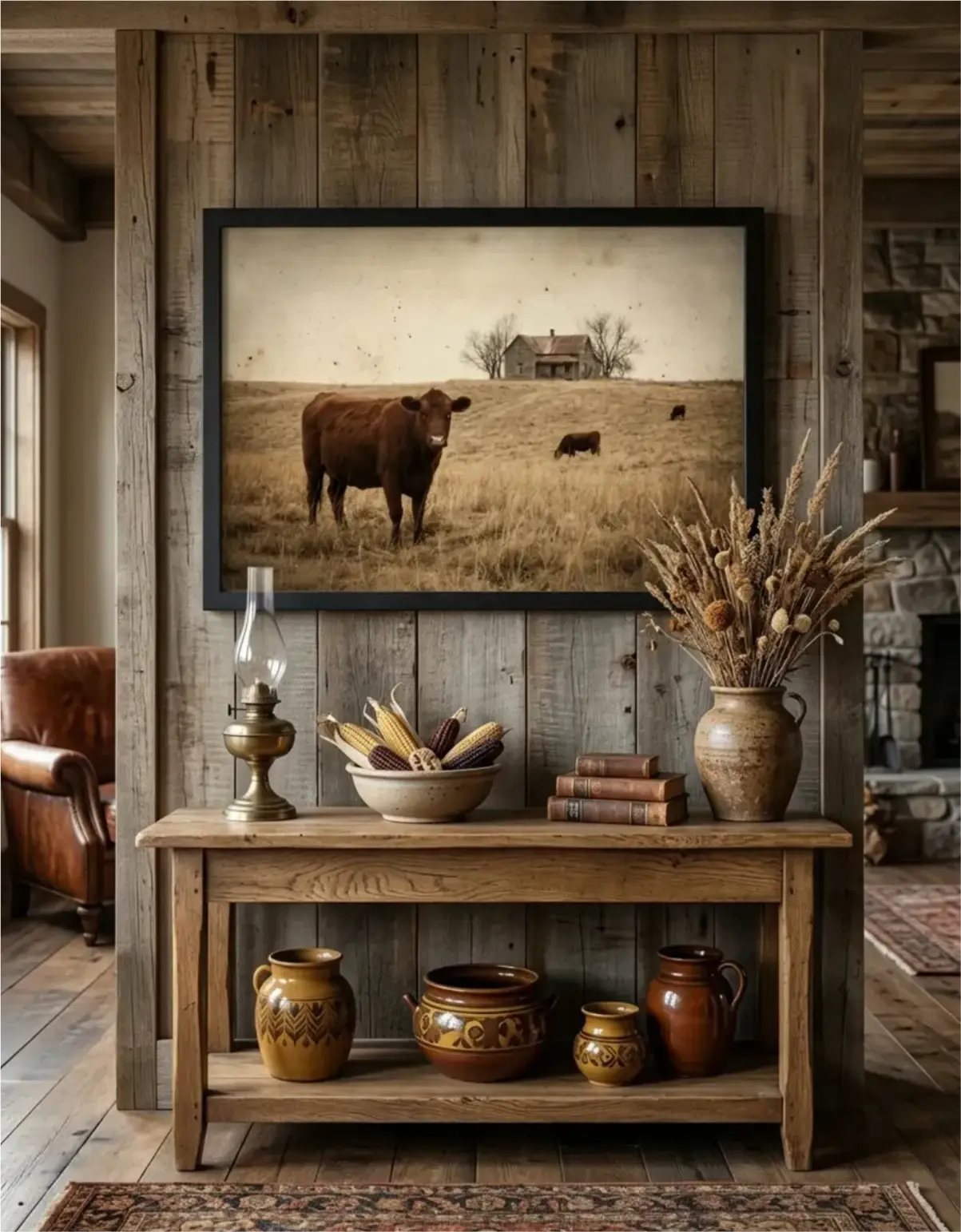 Quadro Decorativo - Vaca Pasto Rústico - Imagem 1