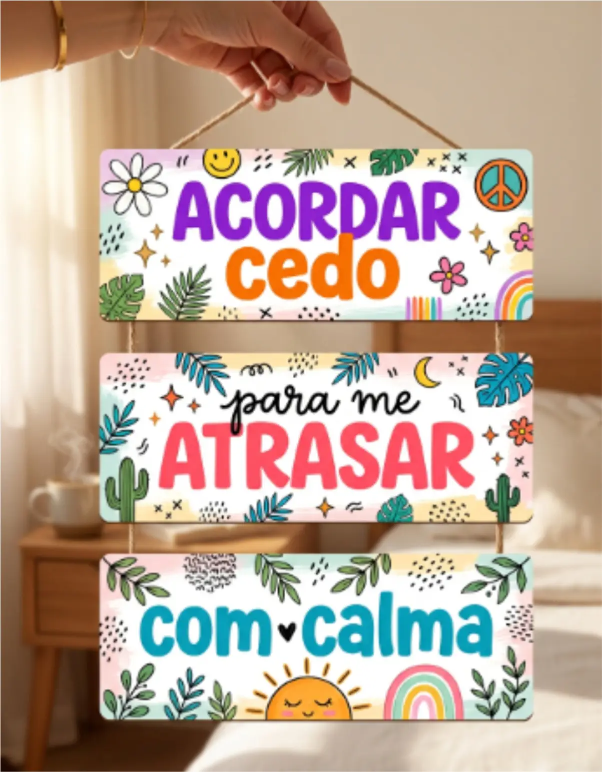 Placa 3 Partes - Acordar cedo - Imagem 1