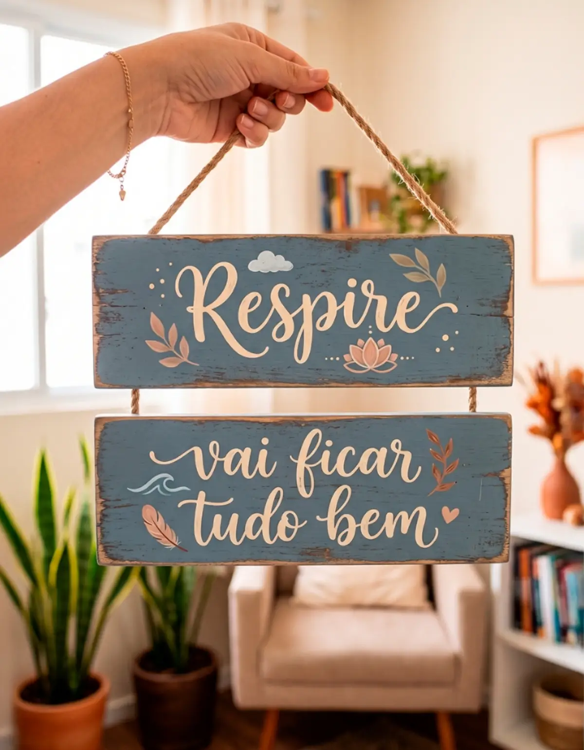 Placa 2 Partes - Respire vai ficar tudo bem - Imagem 1