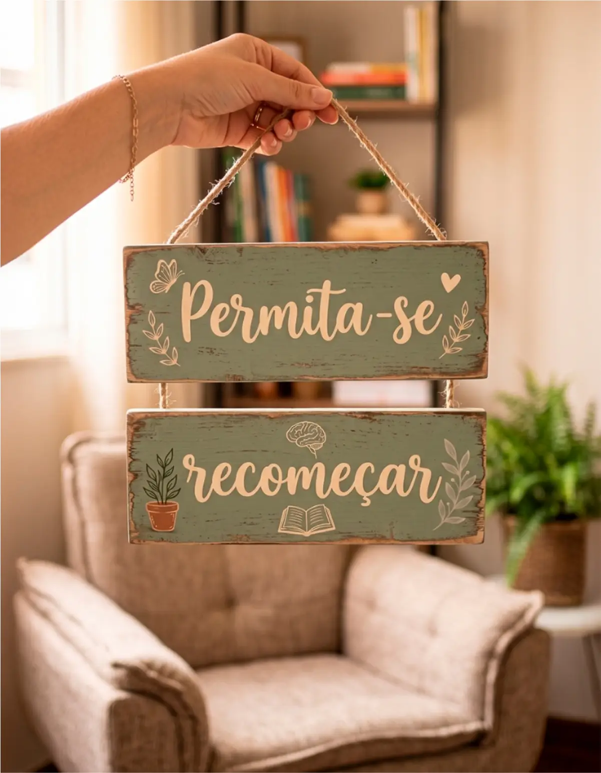 Placa 2 Partes - Permita-se recomeçar - Imagem 1