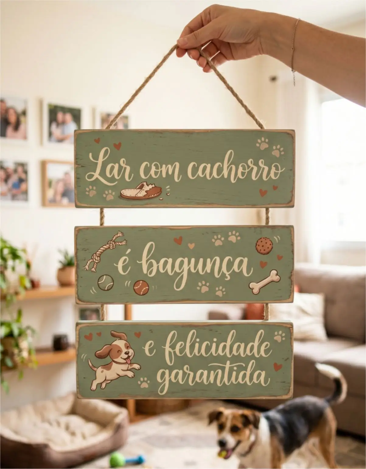 Placa 3 Partes - Lar com cachorro - Imagem 1