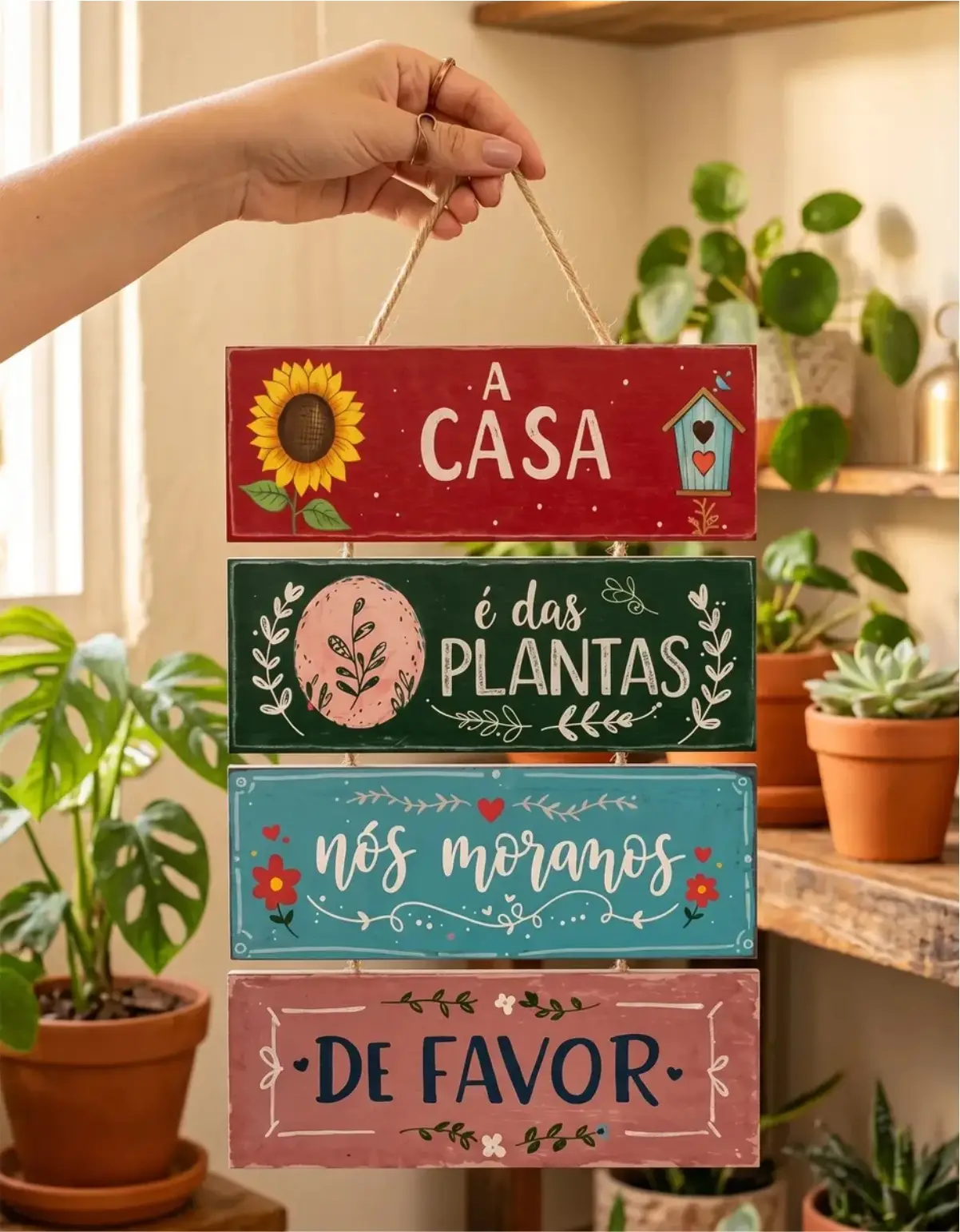 pq-new05 Placa 4 Partes - A casa é das plantas - Imagem 1