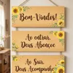 Placa 3 Partes - Bem Vindos! ao entrar Deus abençoe