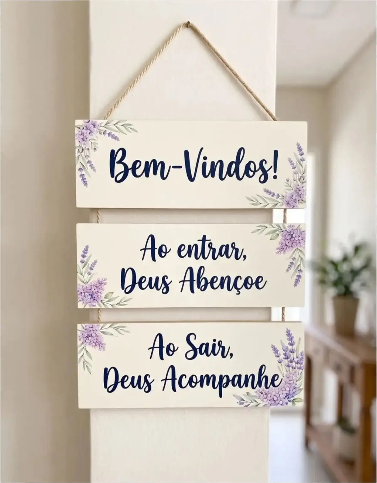 pq-new113 Placa 3 Partes - Ao Entrar Deus Abençoe - Imagem 1